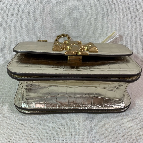 NEW Tory Burch Eleanor Gold Embossed Leather Small Convertible Shoulder Bag AUTH - Picture 8 of 16